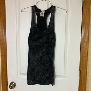Faded black tank top, racer back, covered in rhinestones, size M